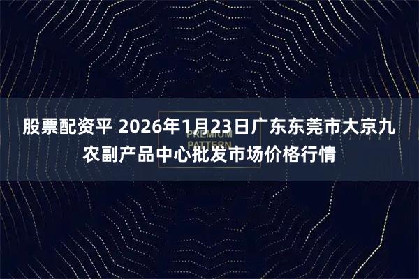 股票配资平 2026年1月23日广东东莞市大京九农副产品中心批发市场价格行情